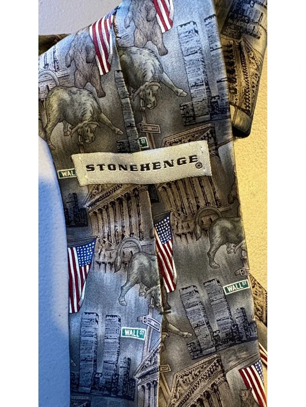 Stonehenge 100% Silk Wall Street Themed Tie Made in USA